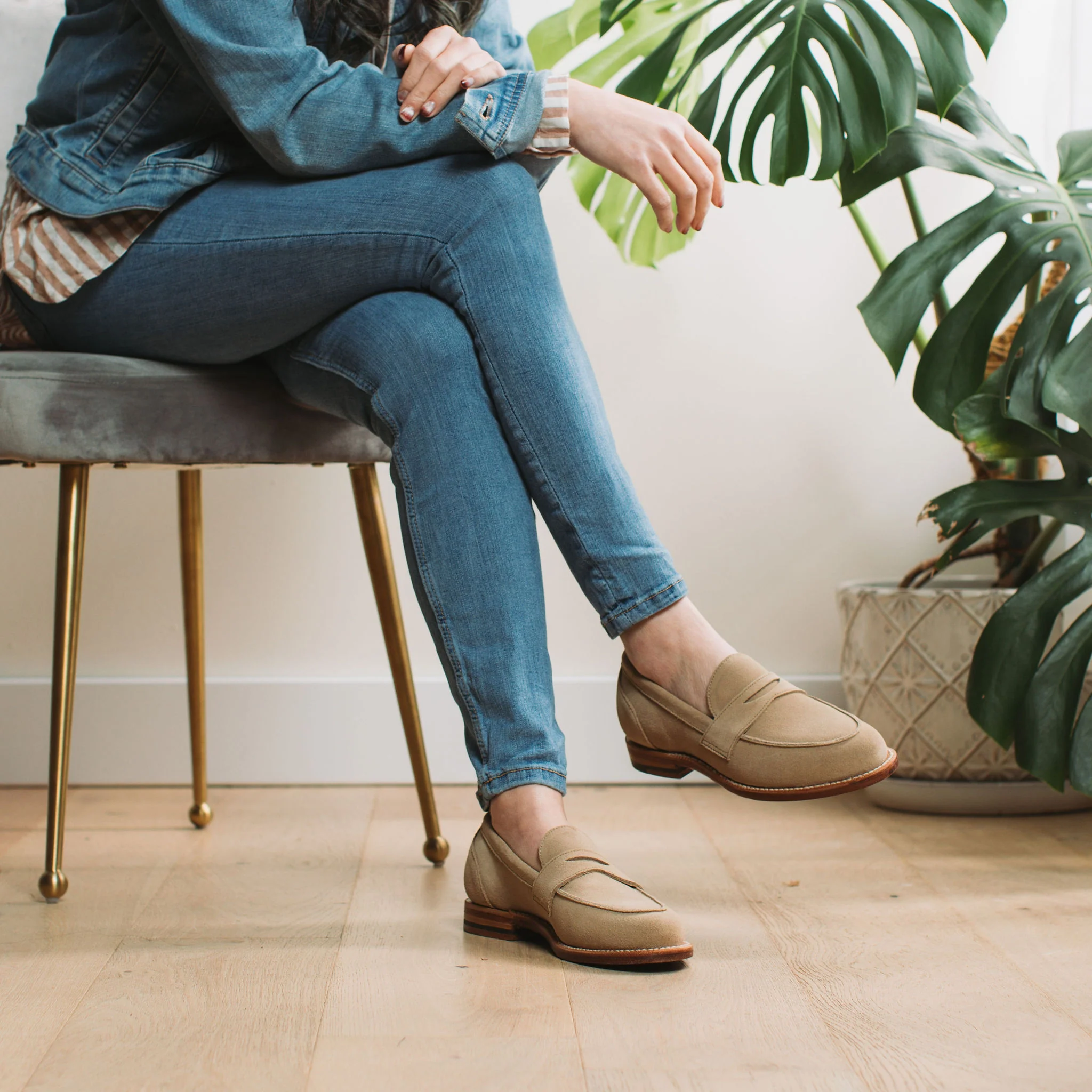 Clara Penny Loafer Tan Suede - Image 8