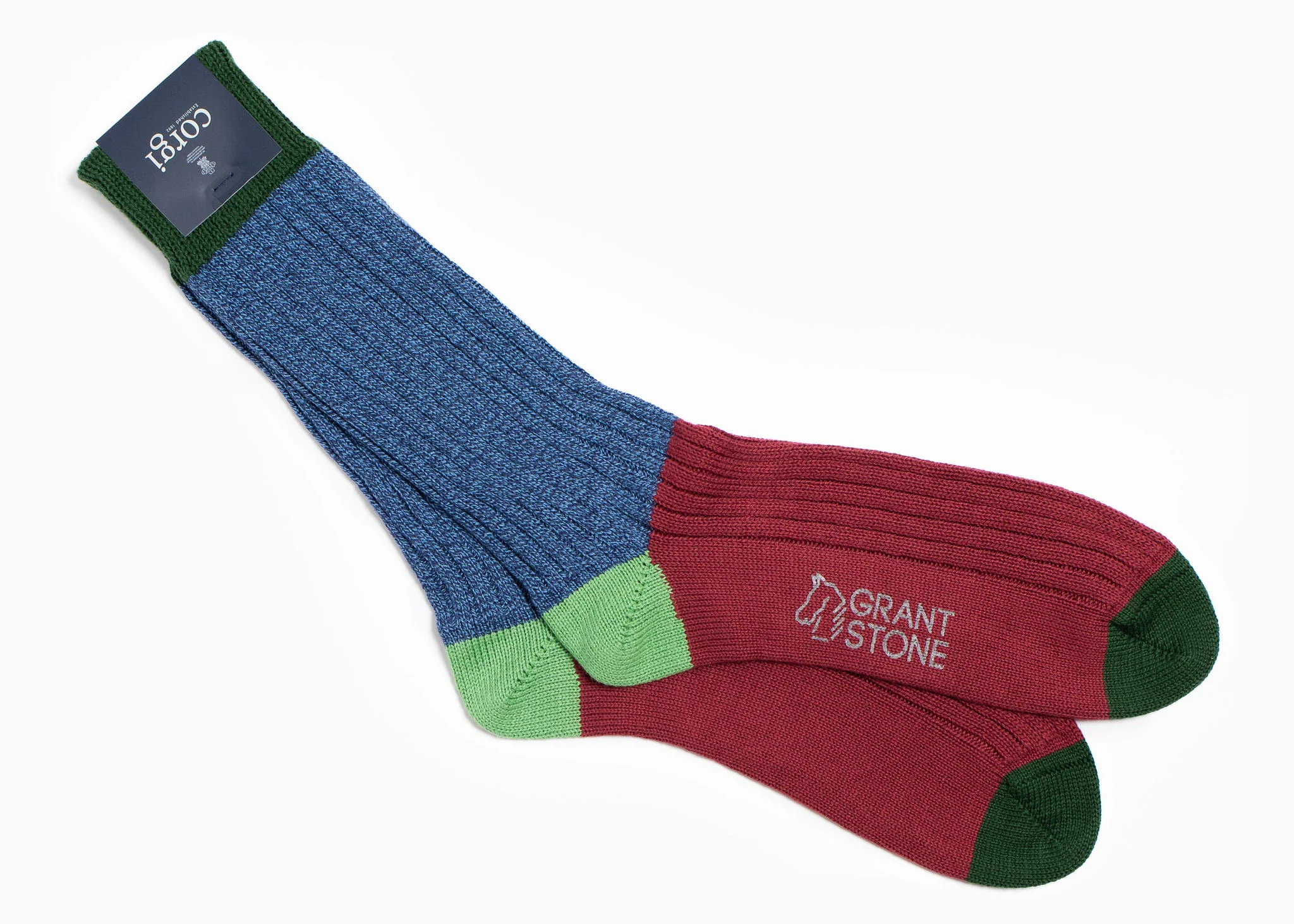 Corgi x Grant Stone Heavyweight Cotton Sock – Green - Image 2