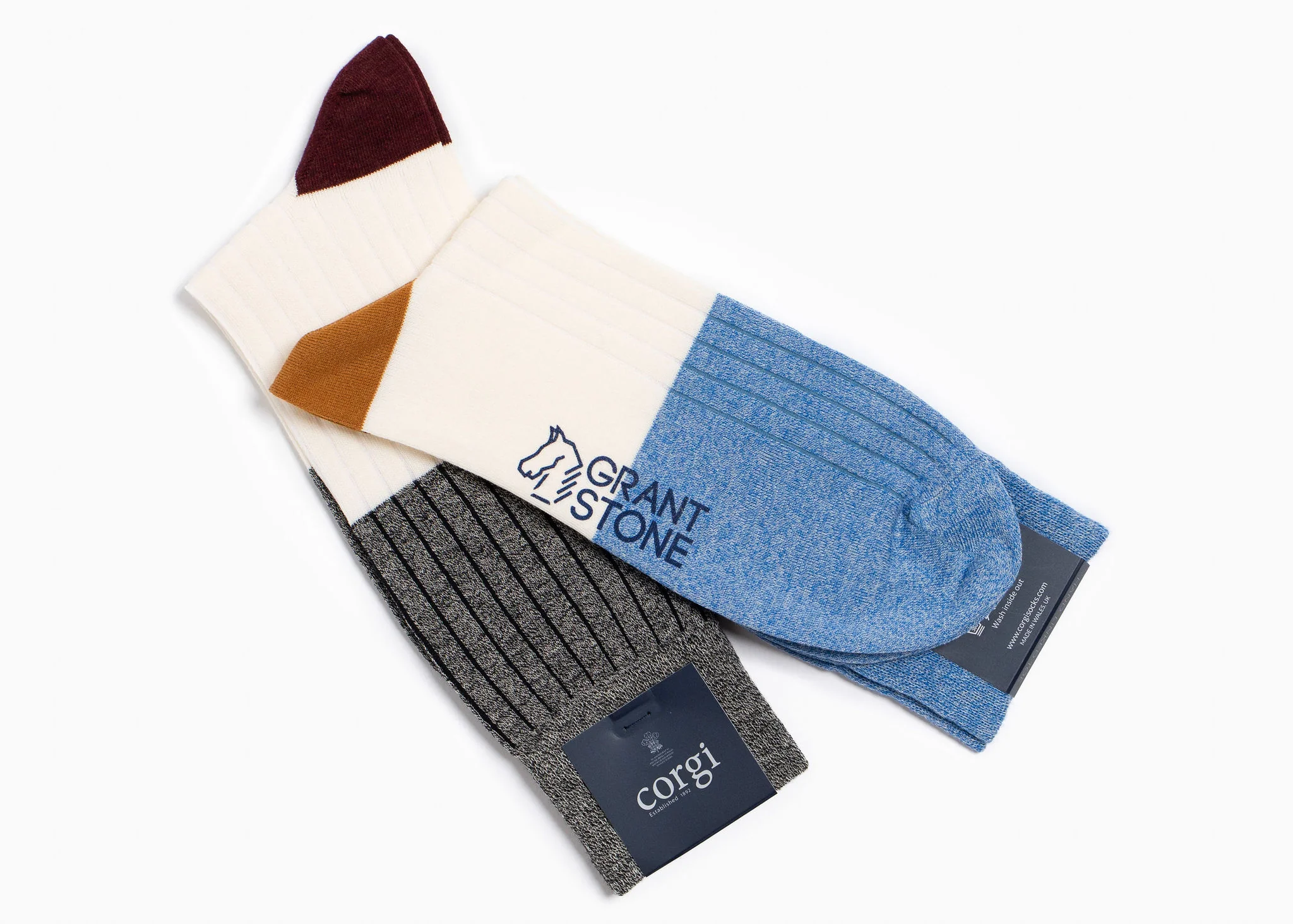 Corgi x Grant Stone Lightweight Cotton Sock – Charcoal - Image 3